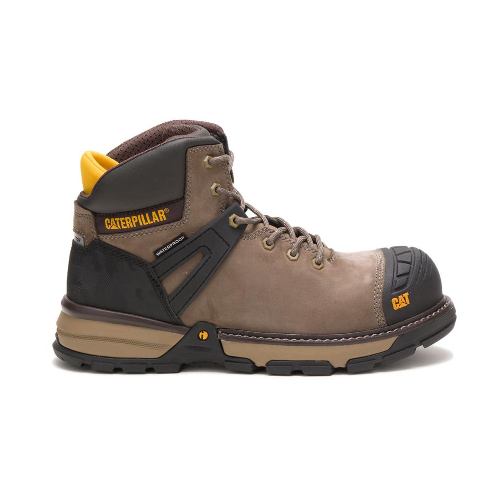 Férfi Caterpillar Excavator Superlite Vízálló Nano Toe Munkavédelmi Bakancs Brown/Black Budapest | 4186-UJNQO