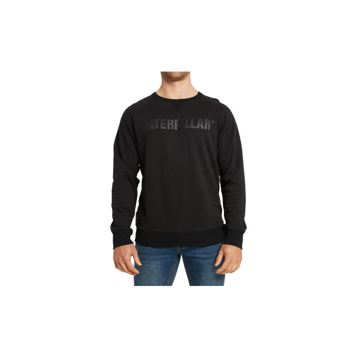 Férfi Caterpillar Foundation Crewneck Pulóverek Fekete Budapest | 3827-YFDTK