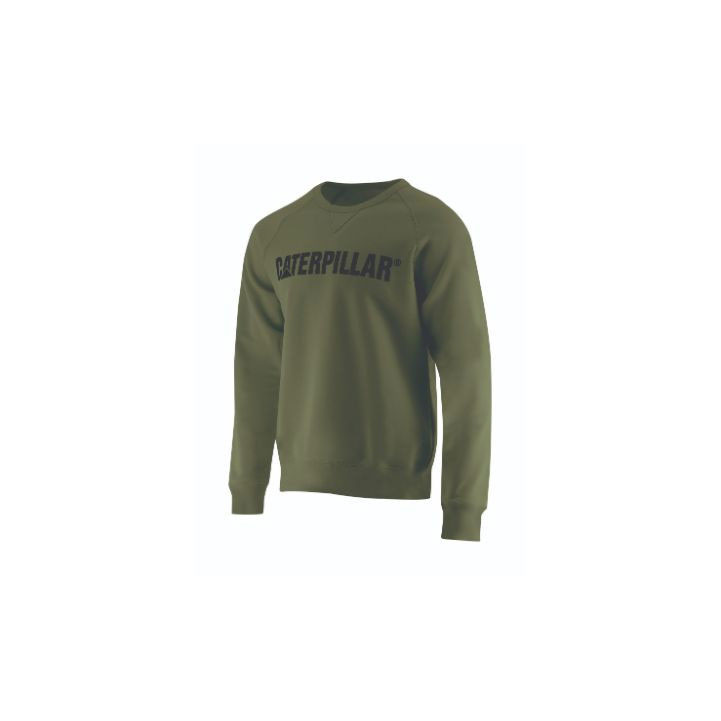 Férfi Caterpillar Foundation Crewneck Pulóverek Zöld Budapest | 5096-DGBHI