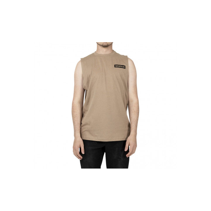 Férfi Caterpillar Icon Muscle Tank Póló Khaki Budapest | 8052-XNZPY