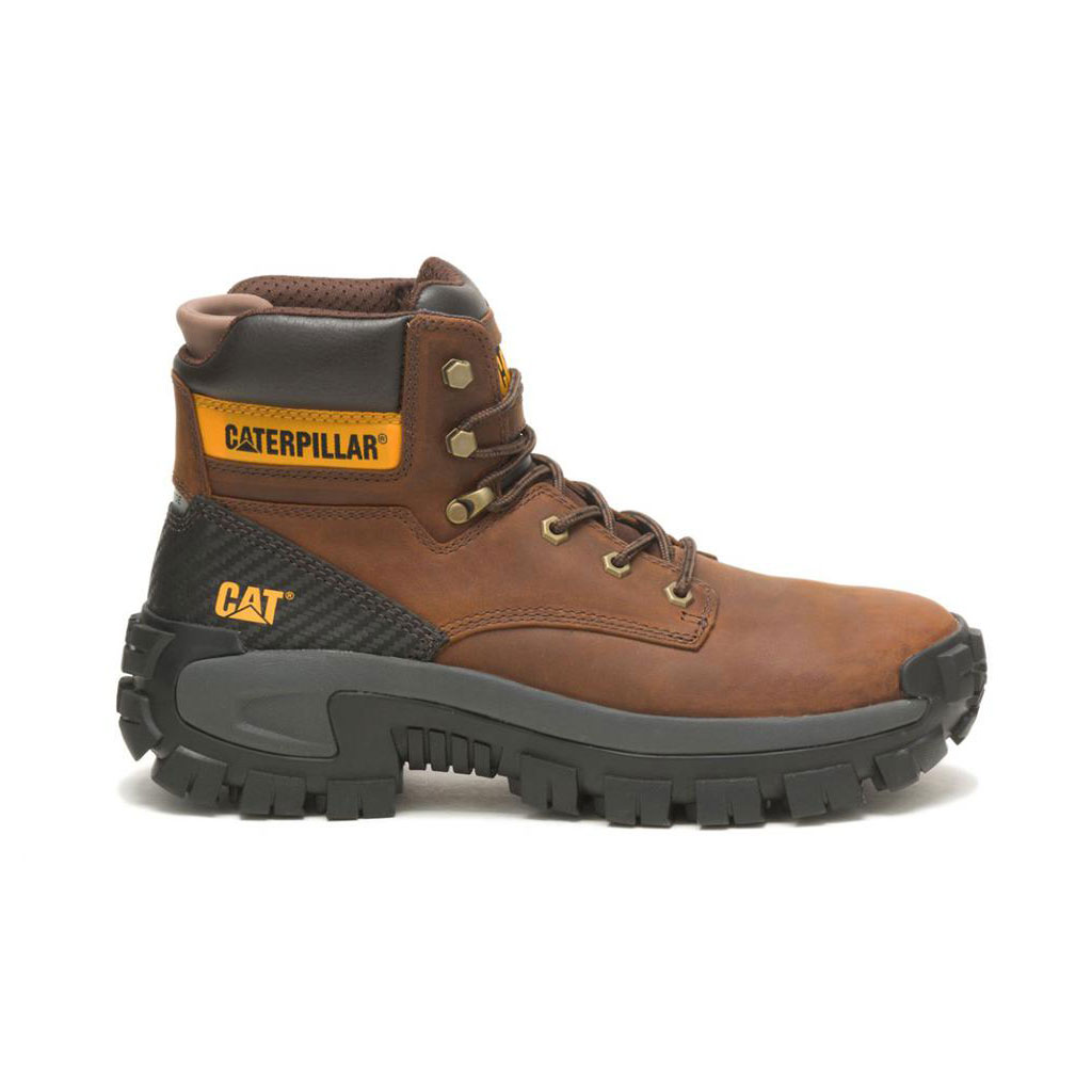 Férfi Caterpillar Invader Hi Steel Toe Munkavédelmi Bakancs Sötétbarna Budapest | 0647-MKLTE