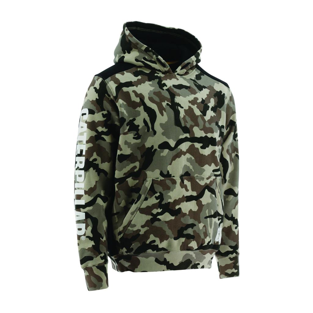 Férfi Caterpillar Logo Panel Csuklyás Sweat Pulóverek Camo Budapest | 5298-VSCJQ