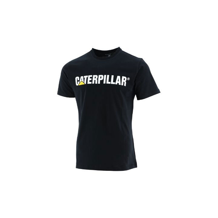 Férfi Caterpillar Logo Slim Fit Póló Fekete Budapest | 7906-KTJFE