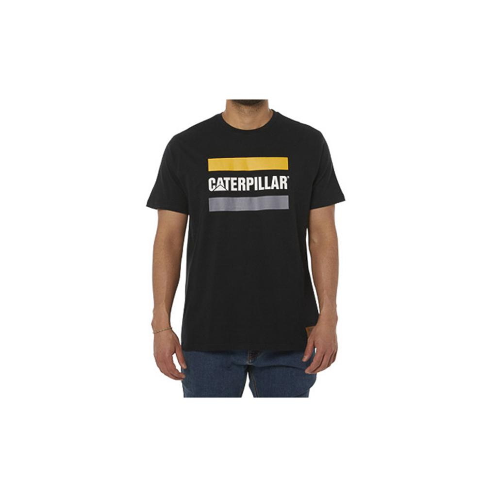 Férfi Caterpillar Munka Logo T-Shirts Fekete Budapest | 2416-IKEXN