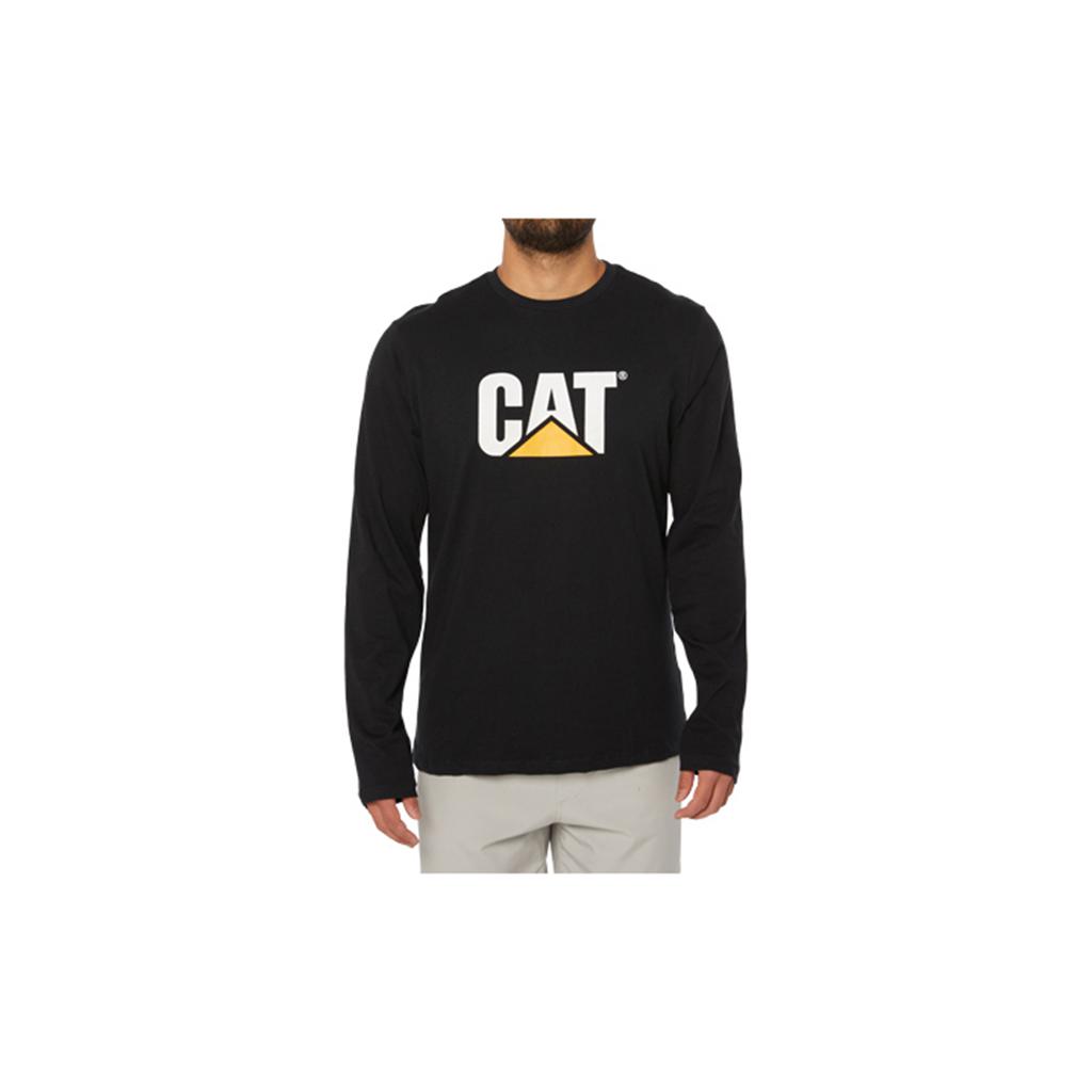 Férfi Caterpillar Original Fit Ls Logo T-Shirts Fekete Budapest | 2379-PTUEA