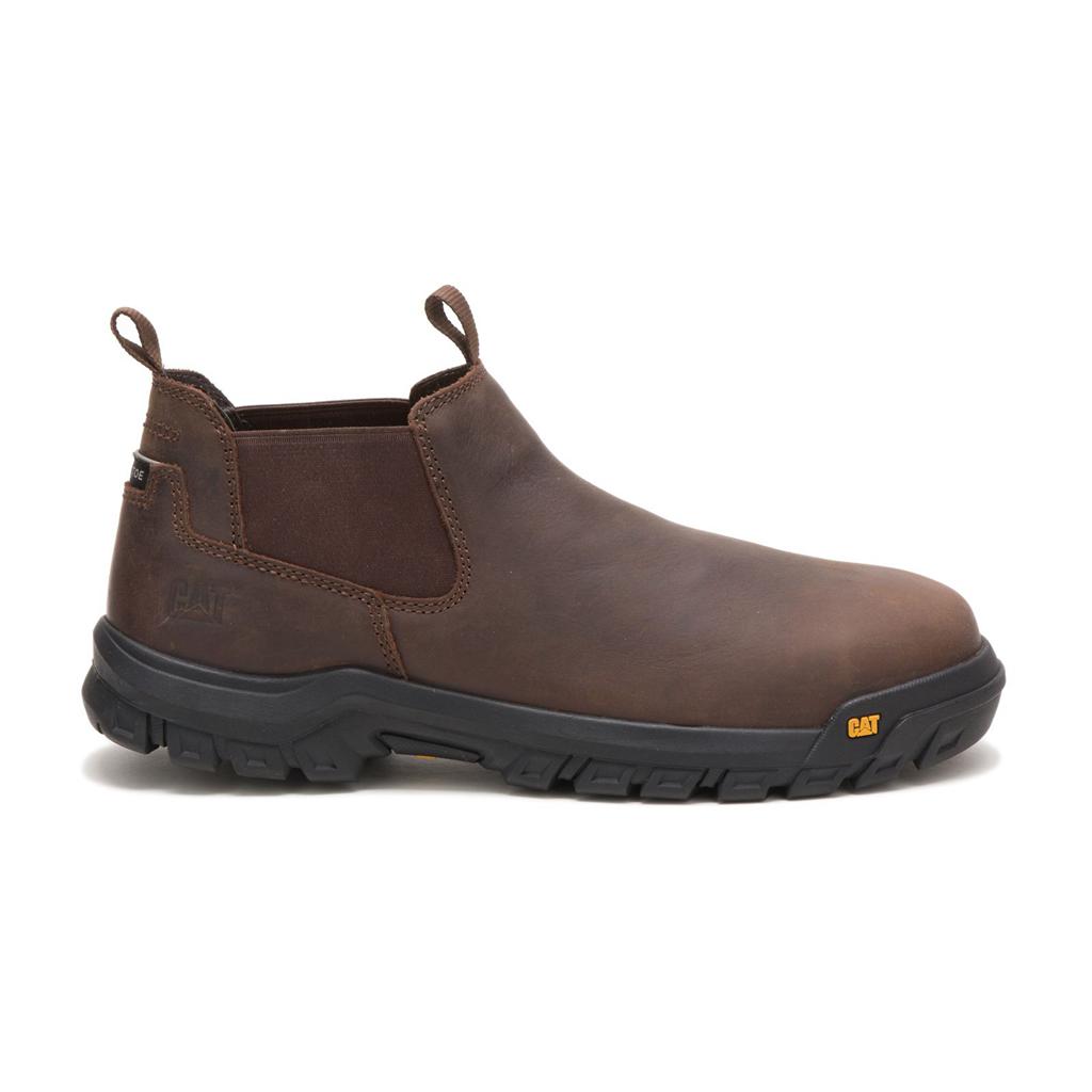 Férfi Caterpillar Outline Slip-on Steel Toe Munkavédelmi Bakancs Barna Budapest | 8975-KCSQB