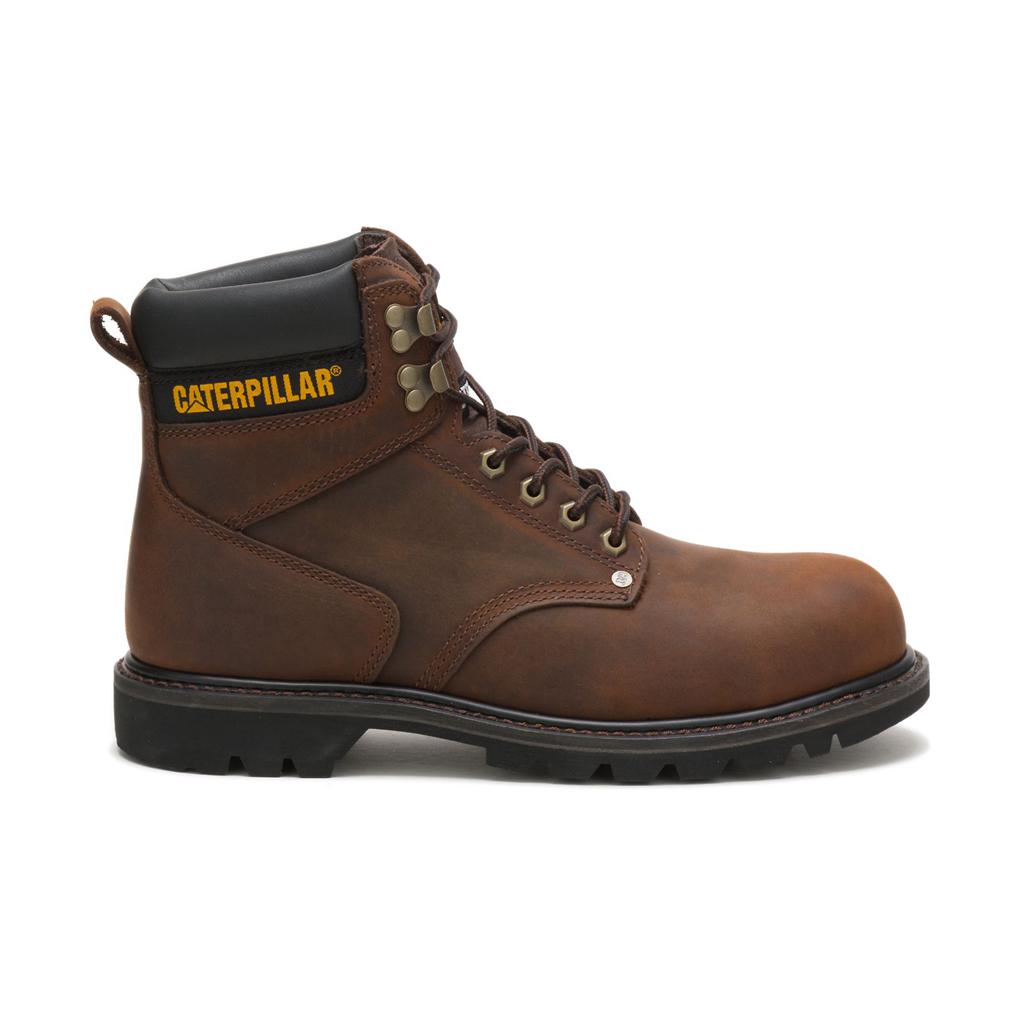 Férfi Caterpillar Second Shift Steel Toe Munkavédelmi Bakancs Sötétbarna Budapest | 0817-XNFKZ