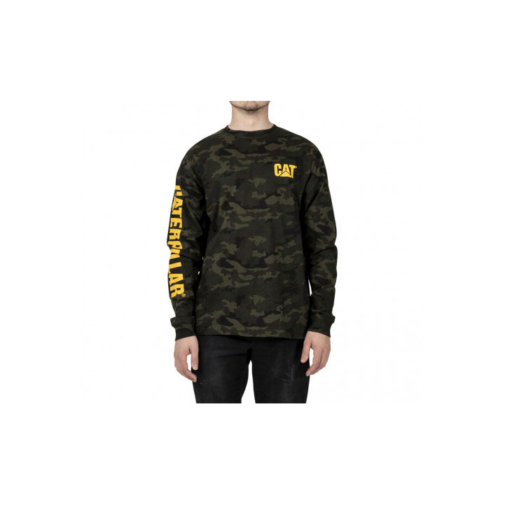 Férfi Caterpillar Trademark Banner Long Sleeve Póló Camo Budapest | 0428-FRJDS