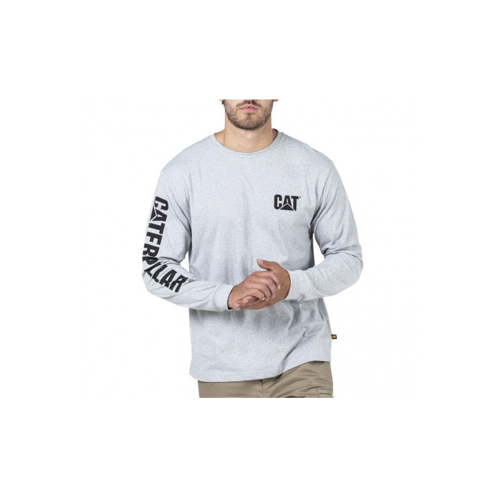 Férfi Caterpillar Trademark Banner Long Sleeve Póló Szürke Budapest | 1793-NDHKX