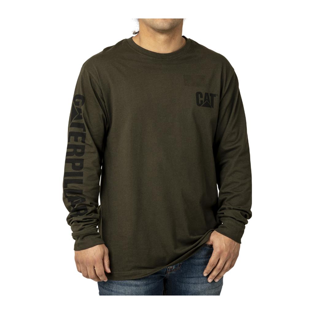 Férfi Caterpillar Trademark Banner Long Sleeve T-Shirts Sötét Budapest | 2735-UNCTX