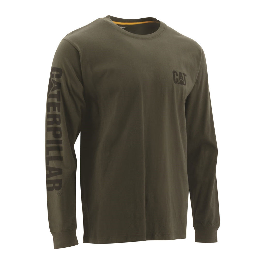 Férfi Caterpillar Trademark Banner Long Sleeve Póló Zöld Budapest | 4762-LARJC