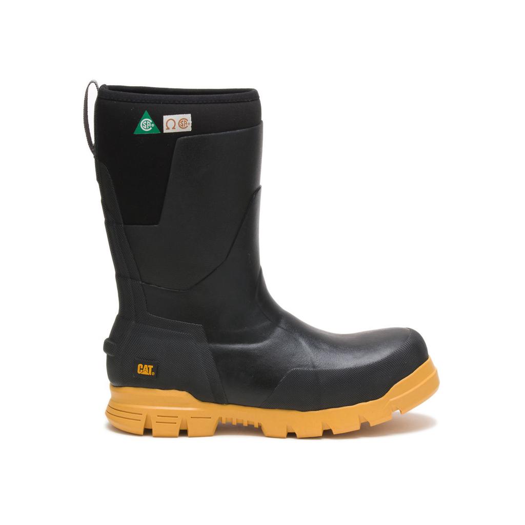 Női Caterpillar Stormers 11" Steel Toe Csa Gumicsizma Black/Yellow Budapest | 0798-NZJMK