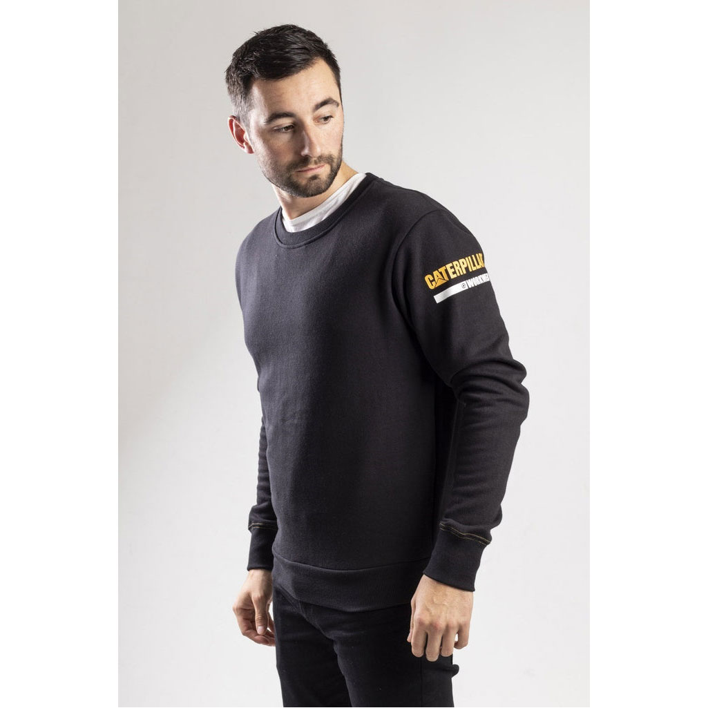 Férfi Caterpillar Essentials Crew Neck Pulóver Pulóverek Fekete  Budapest |  8329-EMQDB